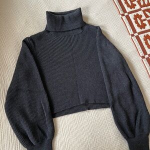 Aritzia Rebecca Dark Grey Merino Wool Turtleneck Sweater